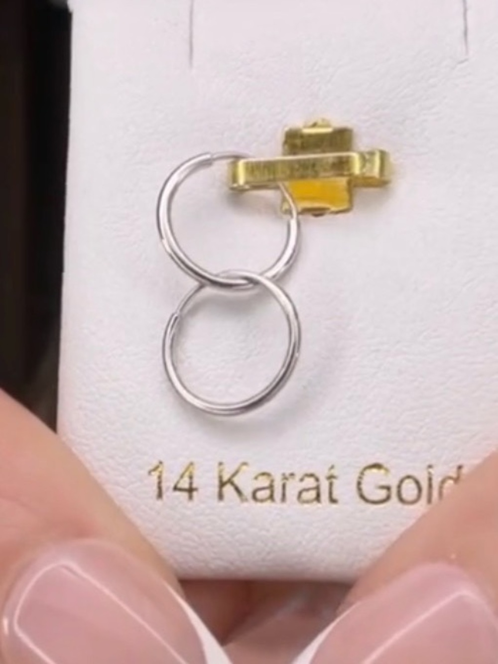 14K White Gold Small Hoop Earrings 10mm Dainty Minimalist 1mm Thin New